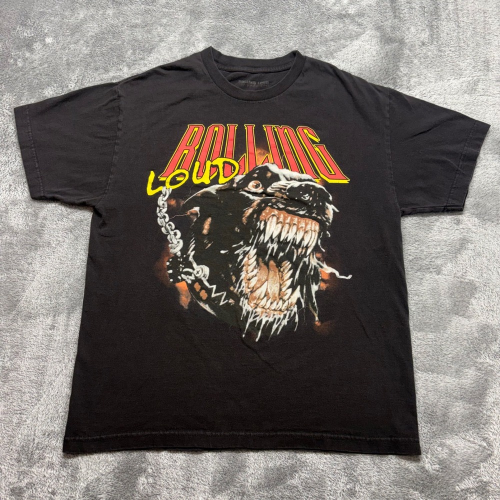 Rolling Loud Graphic T-Shirt Mens‎ Large Black Good Rottweiler Dog Concert Tee